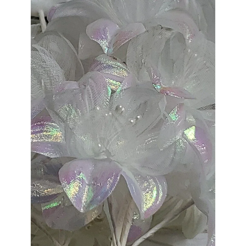 Wedding Floral Bundle Of 32 Pieces/white/Ivory/Iridescent/Picks/Stems/Flower/Lot